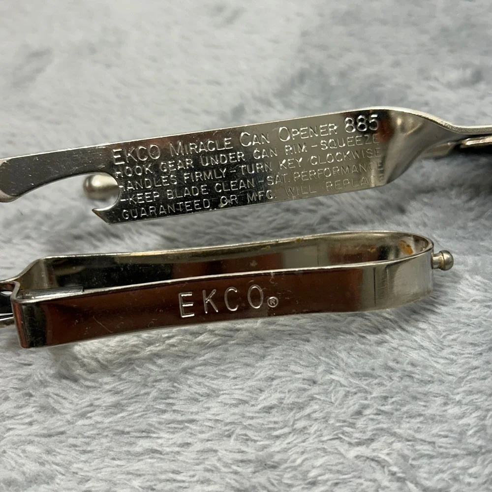 Vintage EKCO Miracle Can Opener 885 and Swivel Vegetable Peeler Set Silver MCM